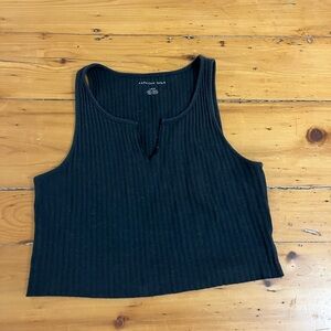 American Eagle Outfitters Black Ribbed Crop Top